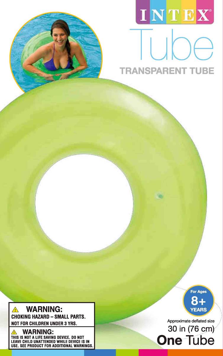 Intex Transparent Inflatable Swimming Pool Tube Raft, Colors May Vary (3-Pack)