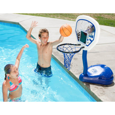 SwimWays Poolside Basketball Hoop & Ball Inground Swimming Pool Water Game Set