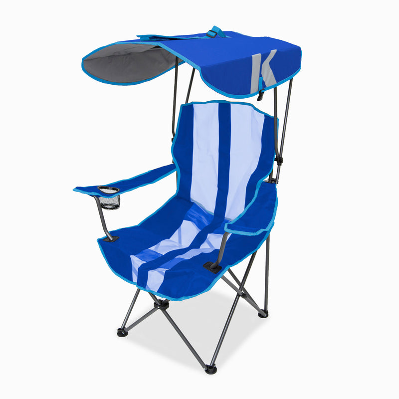 Kelsyus Premium Camping Folding Lawn Chair w/ Canopy, Navy (Open Box) (4 Pack)