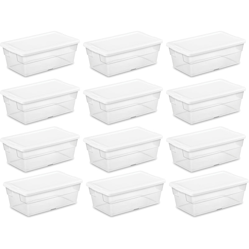 Sterilite 6 Quart Storage Box Stackable Bin with Lid, Plastic Container, 12 Pack - VMInnovations