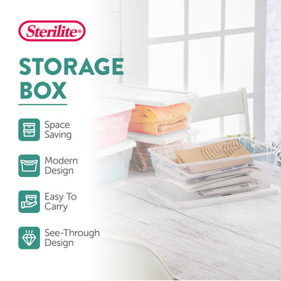 Sterilite 6 Qt Clear Plastic Storage Container Bin w/ Snap Close Lid, 24 Pack