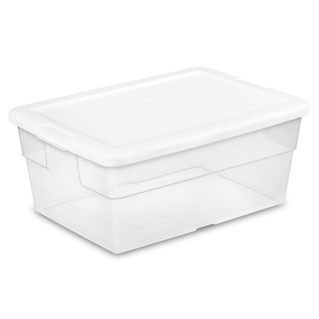 Sterilite 16 Quart Stacking Storage Box Container Tub with Lid, Clear (12 Pack)