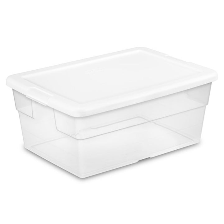 Sterilite 16 Quart Clear Plastic Stacking Storage Container Box w/ Lid, 48 Pack