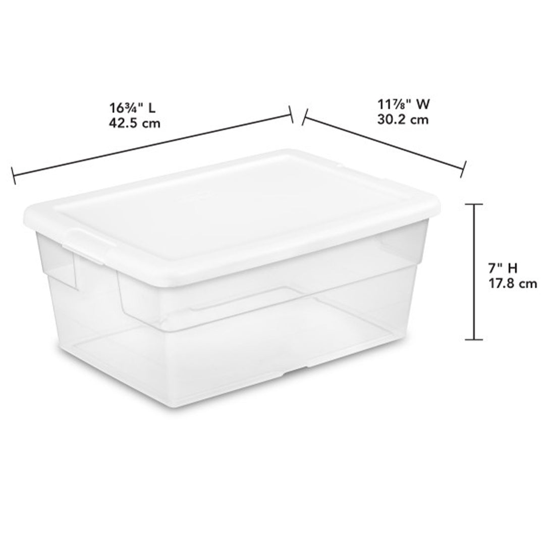 Sterilite 16 Quart Clear Plastic Stacking Storage Container Box w/ Lid, 48 Pack - VMInnovations