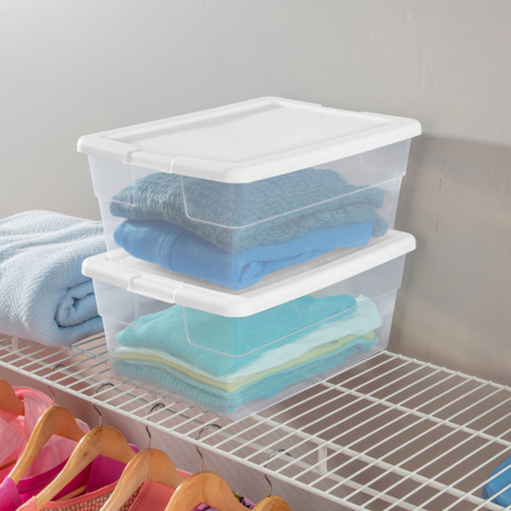 Sterilite 16 Quart Stacking Storage Box Container Tub with Lid, Clear (24 Pack)
