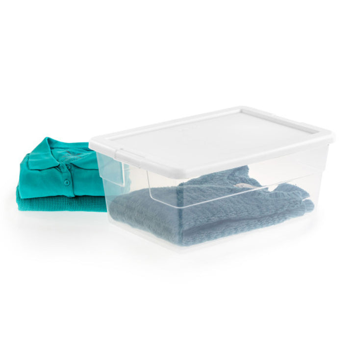 Sterilite 16 Quart Stacking Storage Box Container Tub with Lid, Clear (24 Pack) - VMInnovations