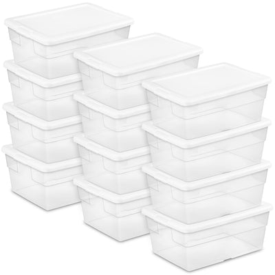 Sterilite Cleaner 16 Qt Stacking Storage Tote Containers (Open Box)(12 Pack)