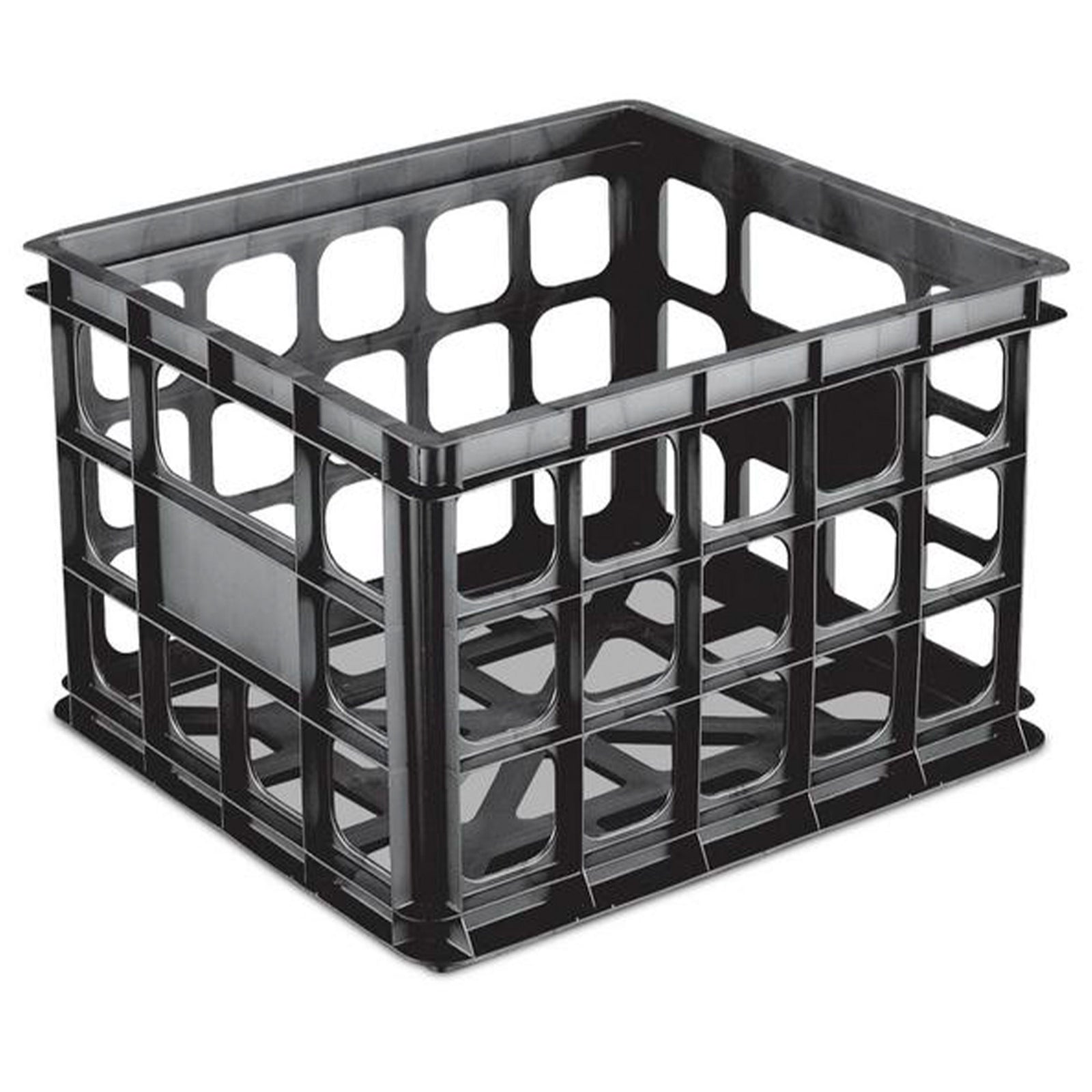 Sterilite Storage Crate, Stackable Plastic Bin Open Basket with Handles, 6 Pack - VMInnovations