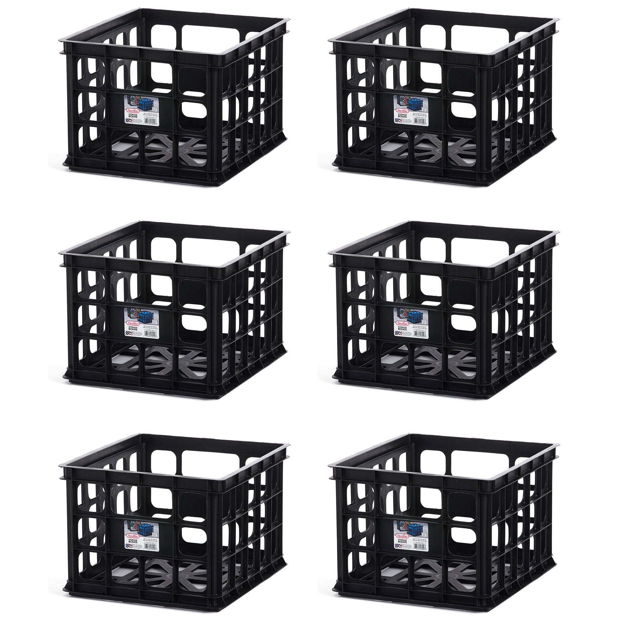 Sterilite 16929006 Plastic Black Storage Box Crate - Single (Open Box)