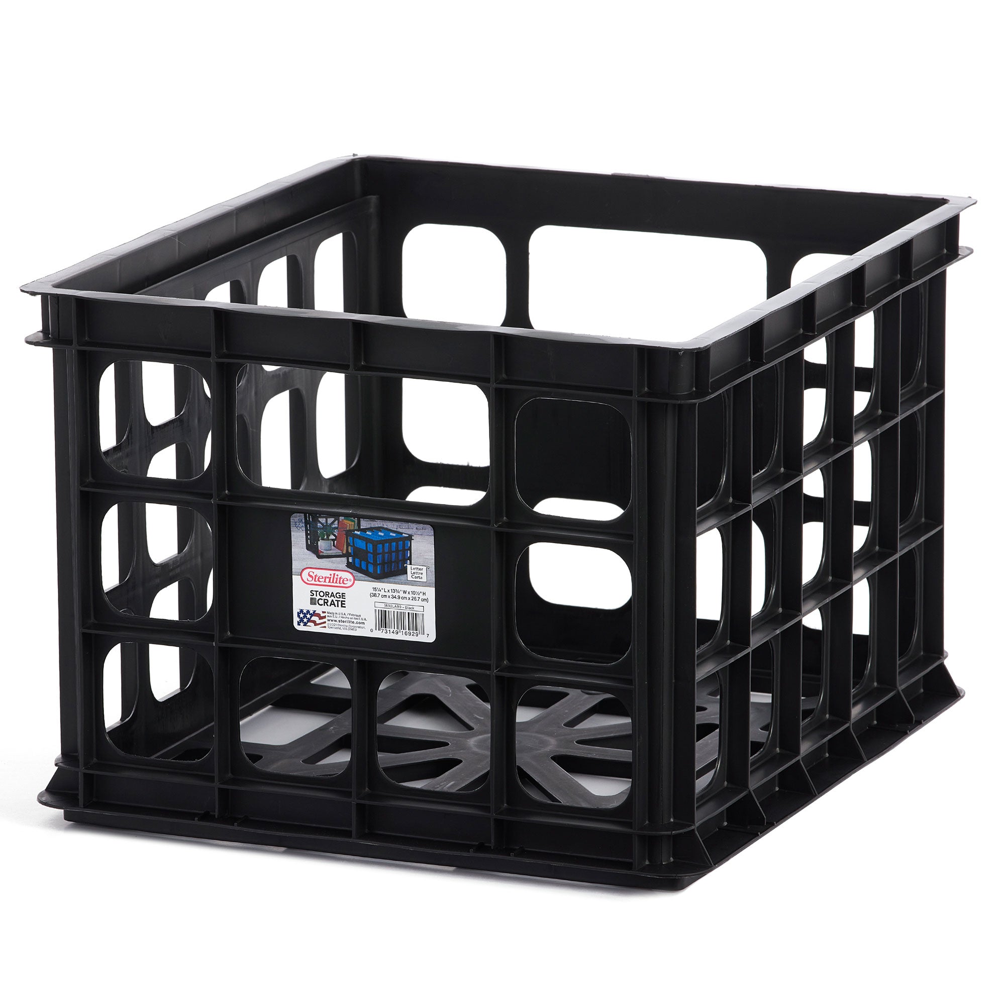 Sterilite 16929006 Plastic Black Storage Box Crate - Single (Open Box)