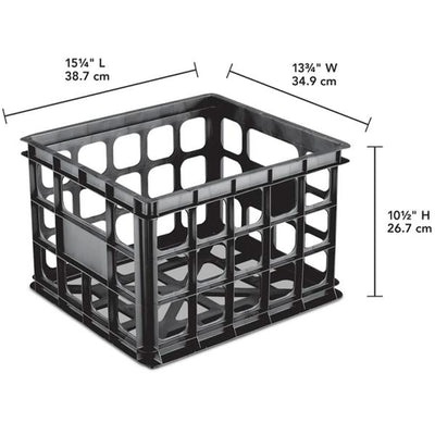 Sterilite Storage Crate, Stackable Plastic Bin Open Basket with Handles, 12 Pack