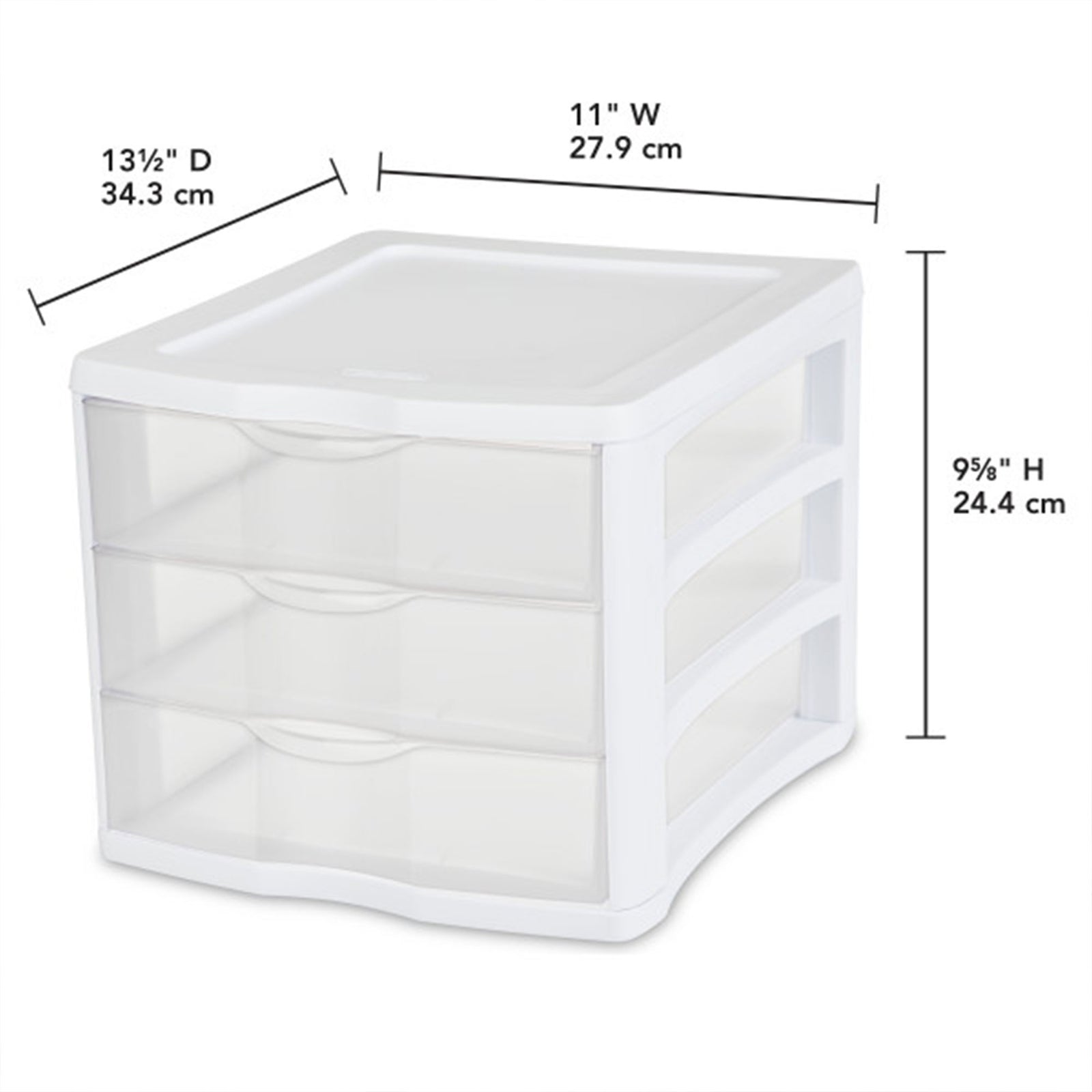 Sterilite ClearView Compact Stacking 3 Drawer Storage Organizer System, 12 Pack - VMInnovations