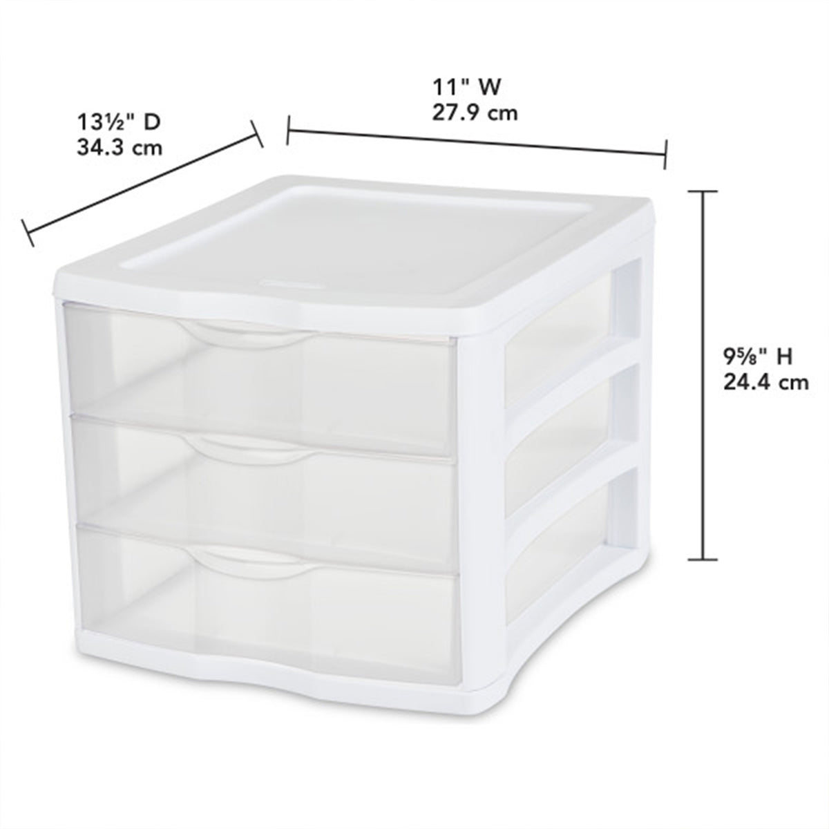 Sterilite ClearView Compact Stacking 3 Drawer Storage Organizer System, 12 Pack