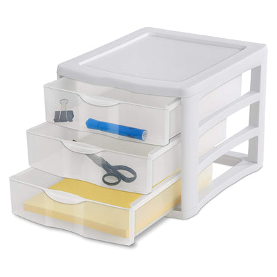 Sterilite 3 Clear Drawer Desktop Storage Unit Home Tabletop Organizer, 4 Pack - VMInnovations