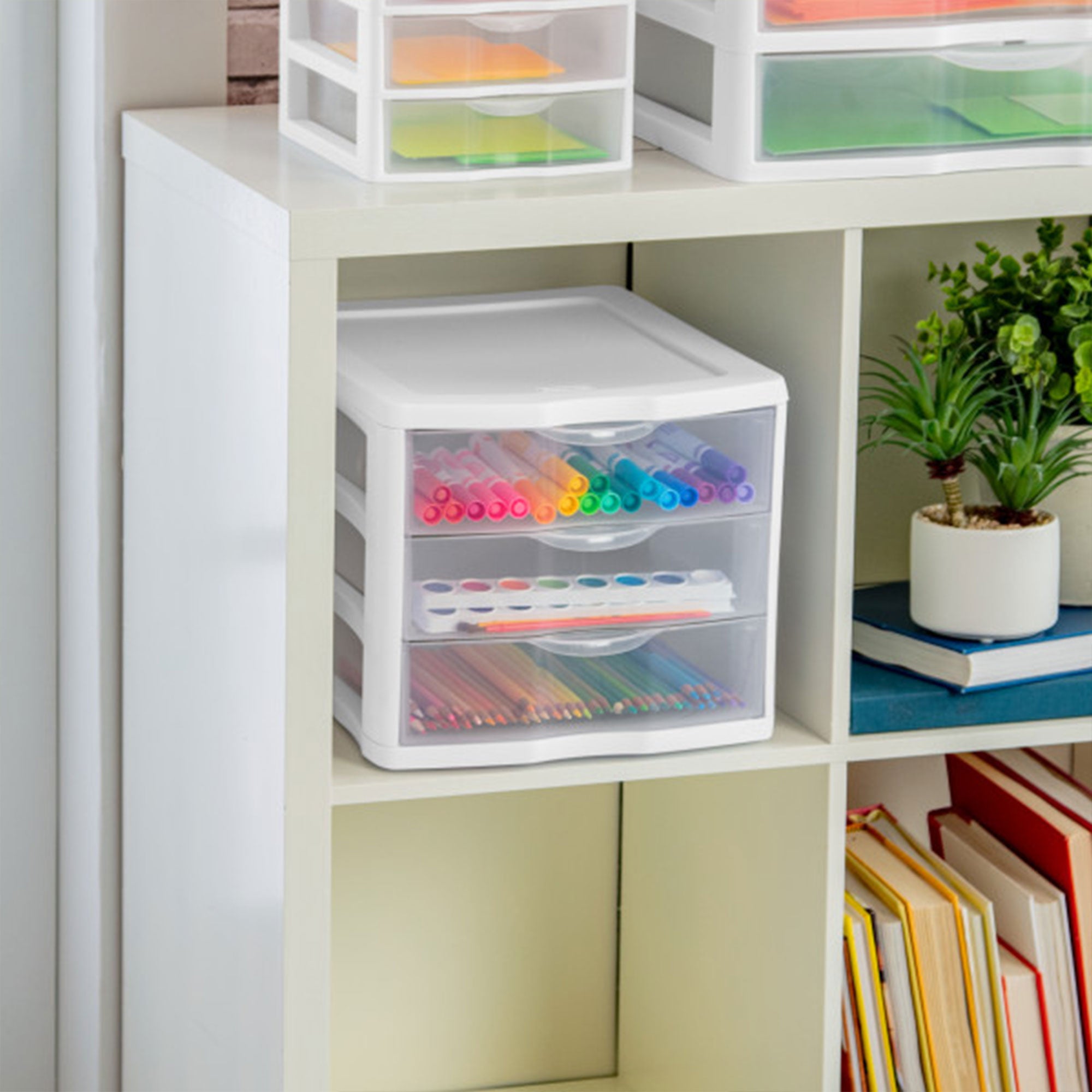 4 Sterilite ClearView Portable 3 Storage Drawer Organizer Cabinets (Open Box)
