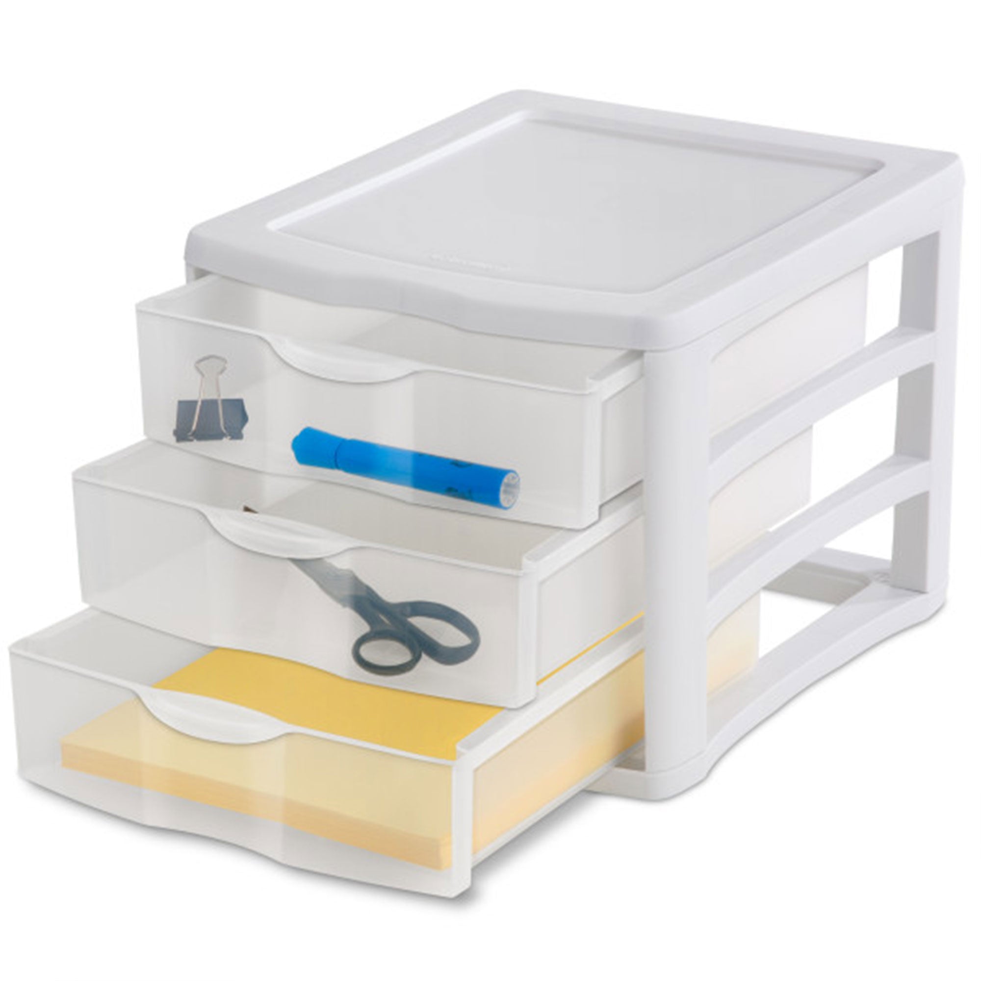 Sterilite ClearView Compact Stacking 3 Drawer Storage Organizer System, 16 Pack