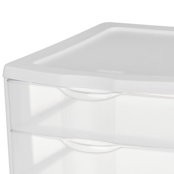 Sterilite 3 Clear Drawer Desktop Storage Unit Home Tabletop Organizer, 4 Pack