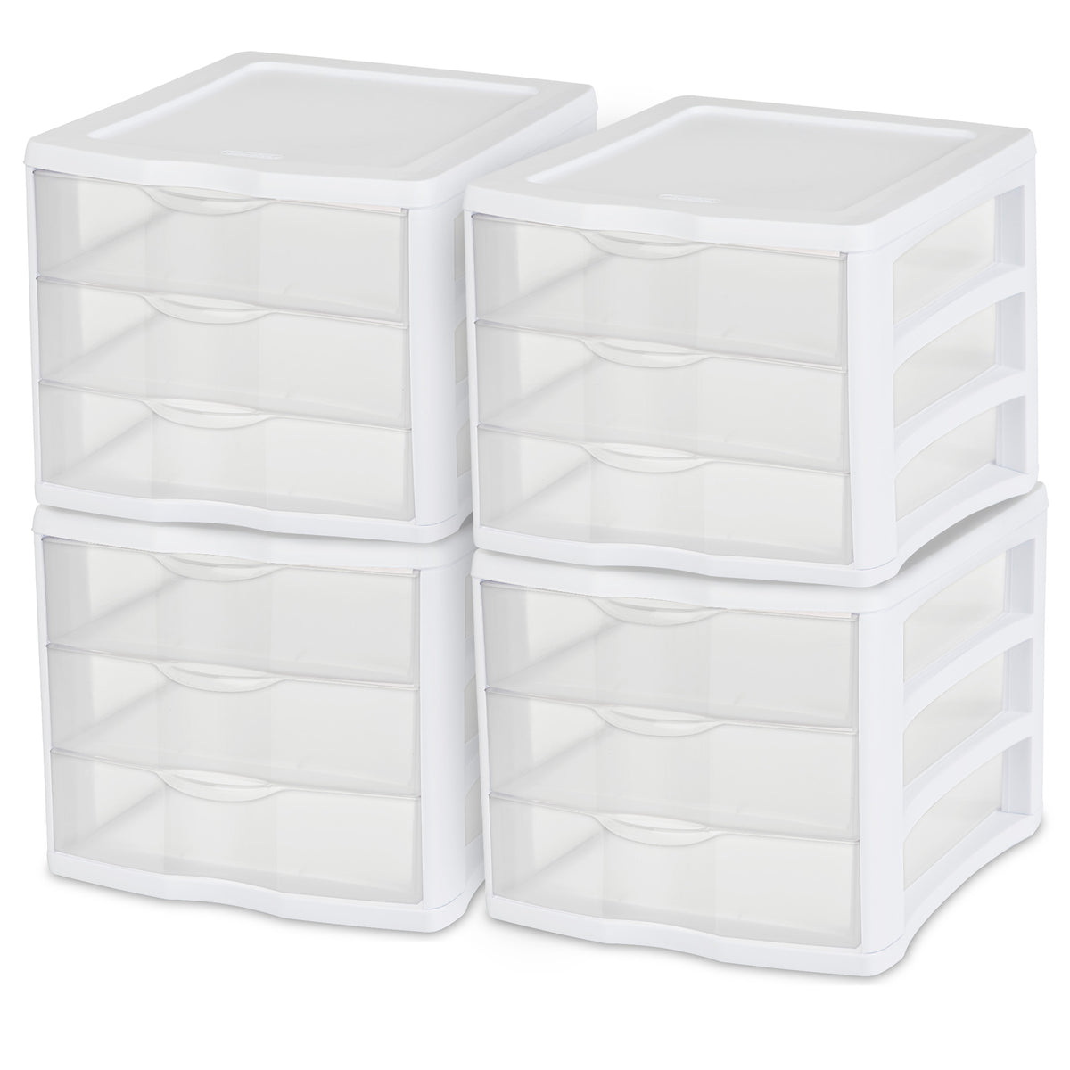 4 Sterilite ClearView Portable 3 Storage Drawer Organizer Cabinets (Open Box)