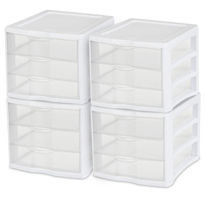 4 Sterilite ClearView Portable 3 Storage Drawer Organizer Cabinets (Open Box)