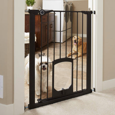 MyPet Tall Pet Gate Passage Walk Through 29.75 x 39 x 36 Gate with Door, Bronze