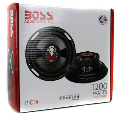 2) Boss P100F 10" 2400 Watt Car Shallow/Slim Subwoofer Power Sub Woofer Audio
