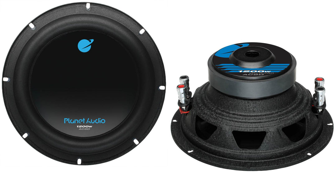 Planet Audio AC8D 8" 2400 Watt Car Subwoofer Power Sub Woofer DVC 4 Ohm