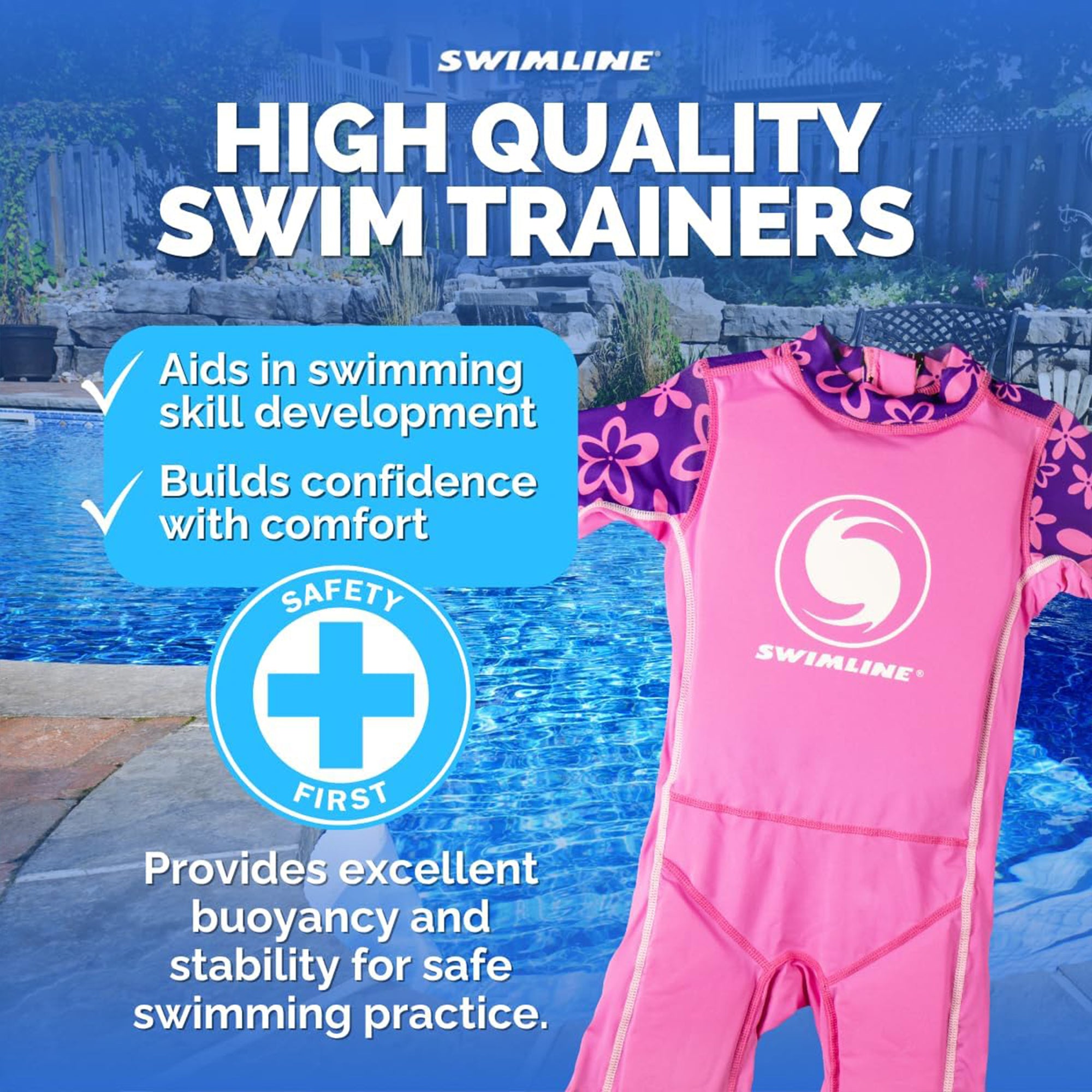 Swimline 9894G Pink Lycra Girl's Floating Swim Trainer Wet Suit Life Vest, Large - VMInnovations