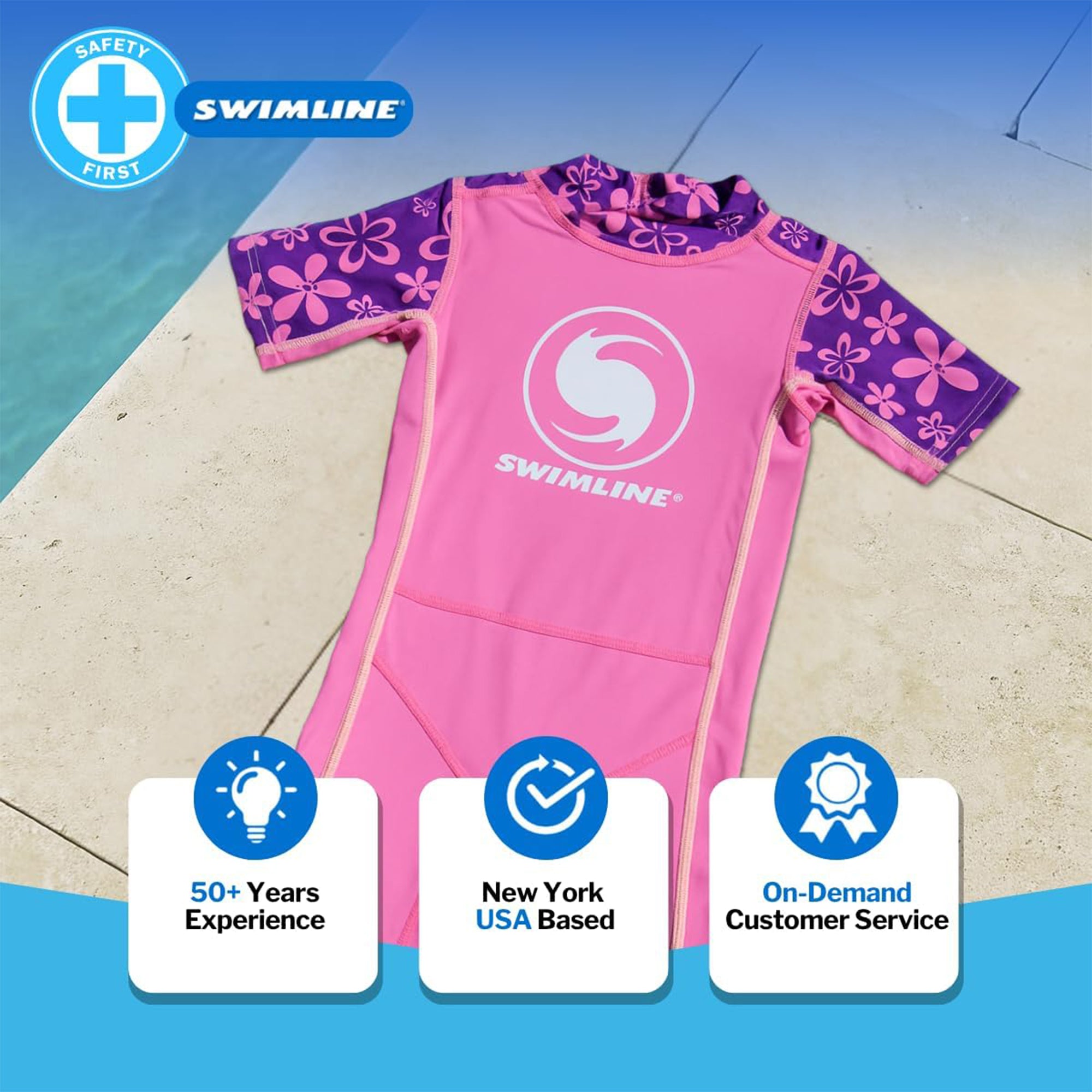 Swimline 9894G Pink Lycra Girl's Floating Swim Trainer Wet Suit Life Vest, Large - VMInnovations
