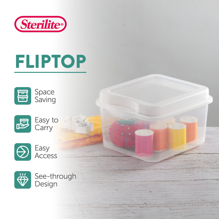 Sterilite Plastic FlipTop Hinged Storage Box Container w/ Latching Lid (12 Pack)