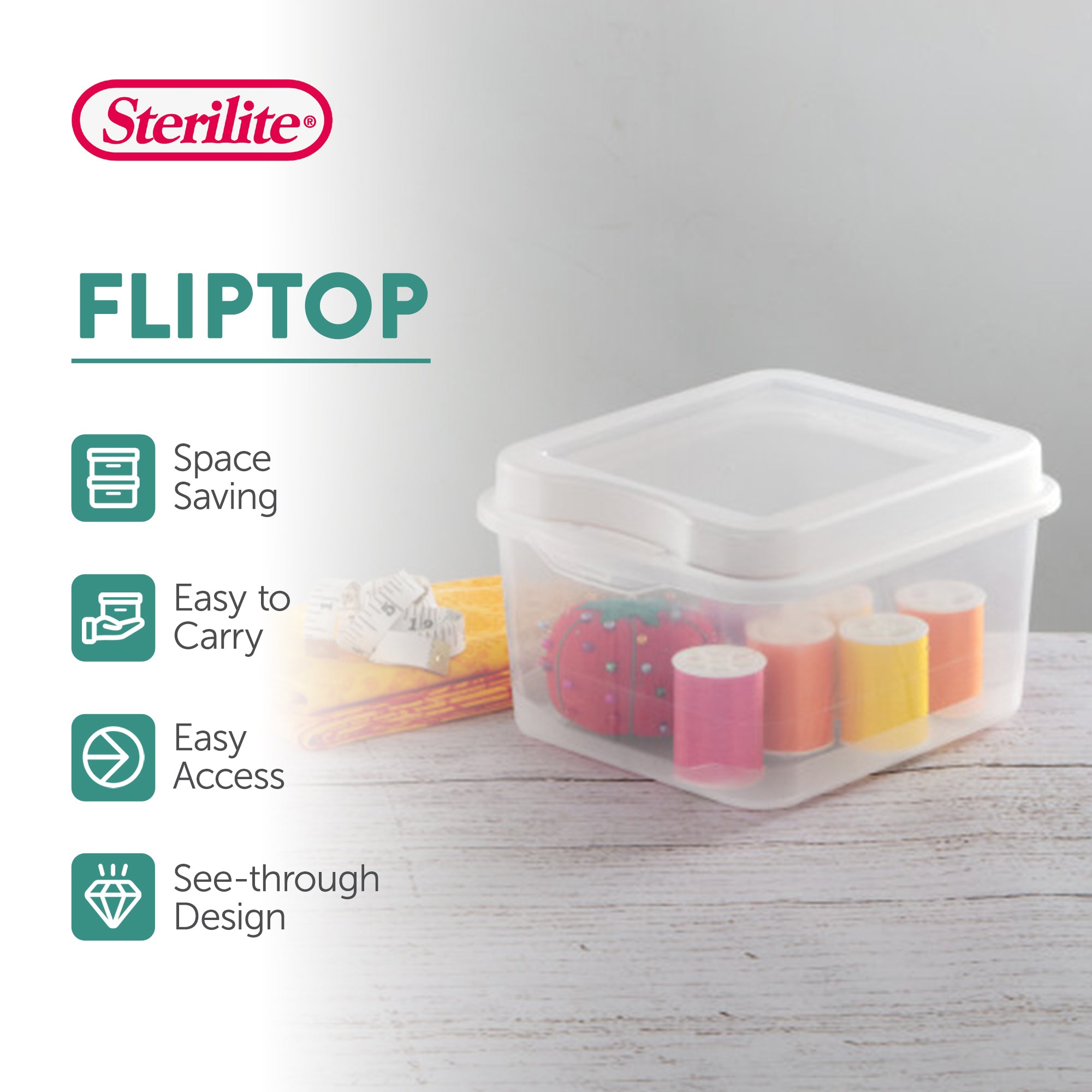 Sterilite 18038612 Plastic FlipTop Latching Storage Container, Clear (48 Pack) - VMInnovations