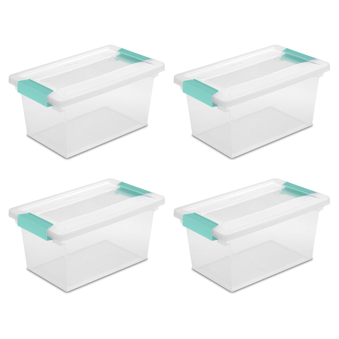 Sterilite Plastic Medium Clip Storage Box Container with Latching Lid, 8 Pack