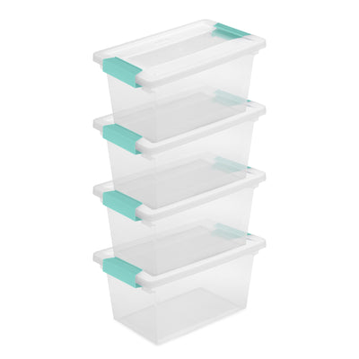 Sterilite Plastic Medium Clip Storage Box Container with Latching Lid, 4 Pack - VMInnovations