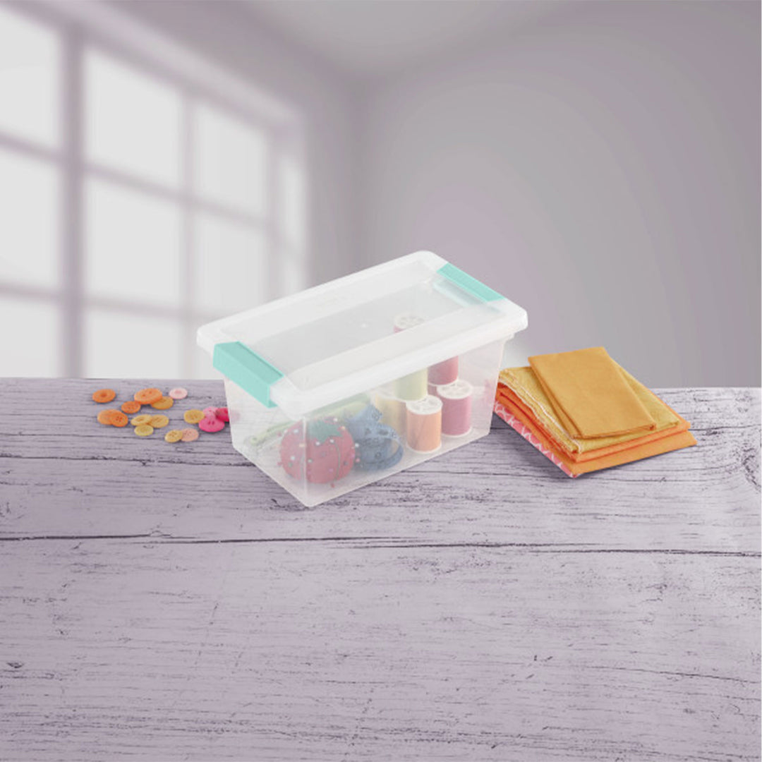 Sterilite Plastic Medium Clip Storage Box Container with Latching Lid, 4 Pack