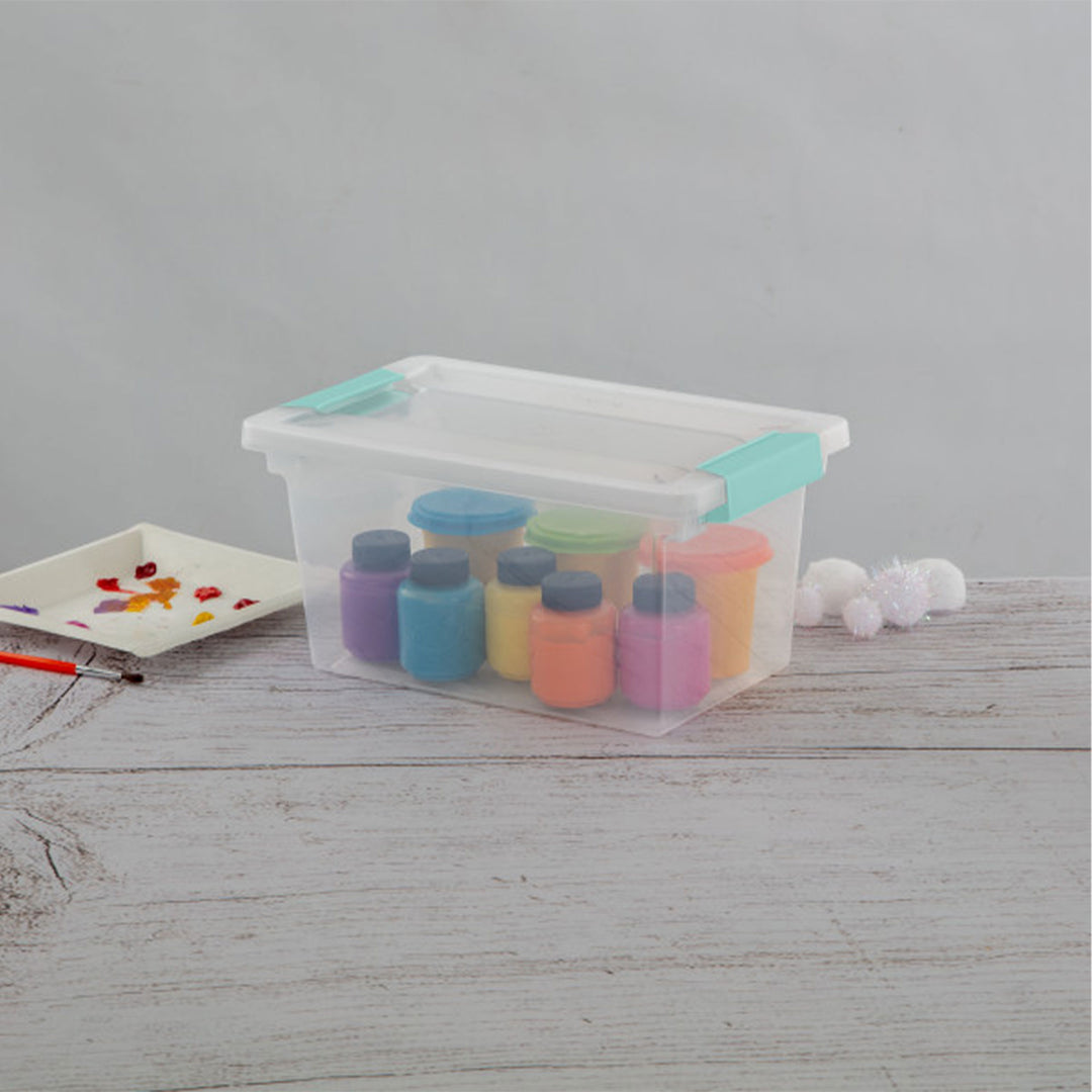 Sterilite Plastic Medium Clip Storage Box Container with Latching Lid, 8 Pack