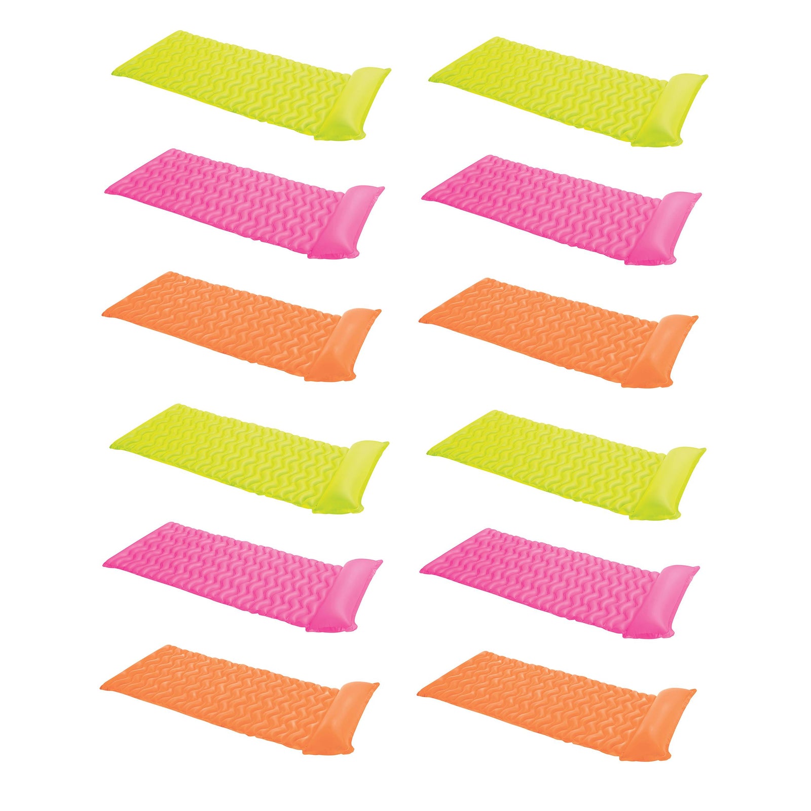 Intex Tote 'N Float Wave Mat Floating Pool Lounger with Headrest (12 Pack) - VMInnovations