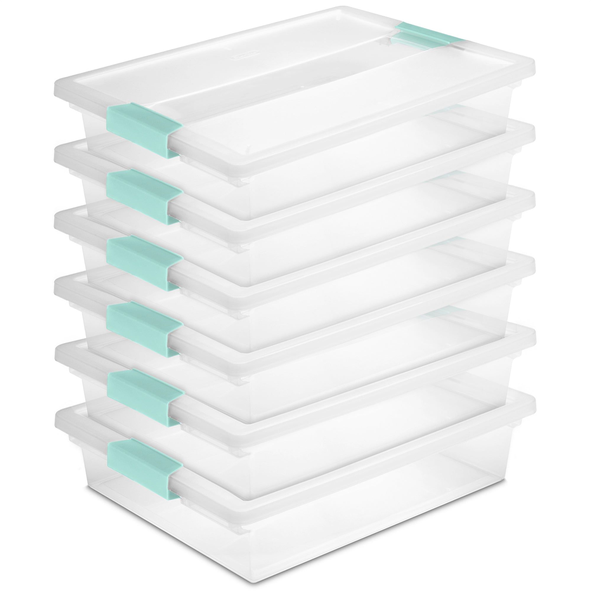 Sterilite Large File Clip Box Storage Tote Containers, Clear (Open Box)(6Pack)