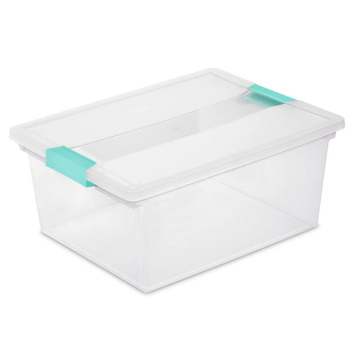 Sterilite Deep Plastic Stackable Storage Bin w/ Clear Latch Lid, Clear (4 Pack)