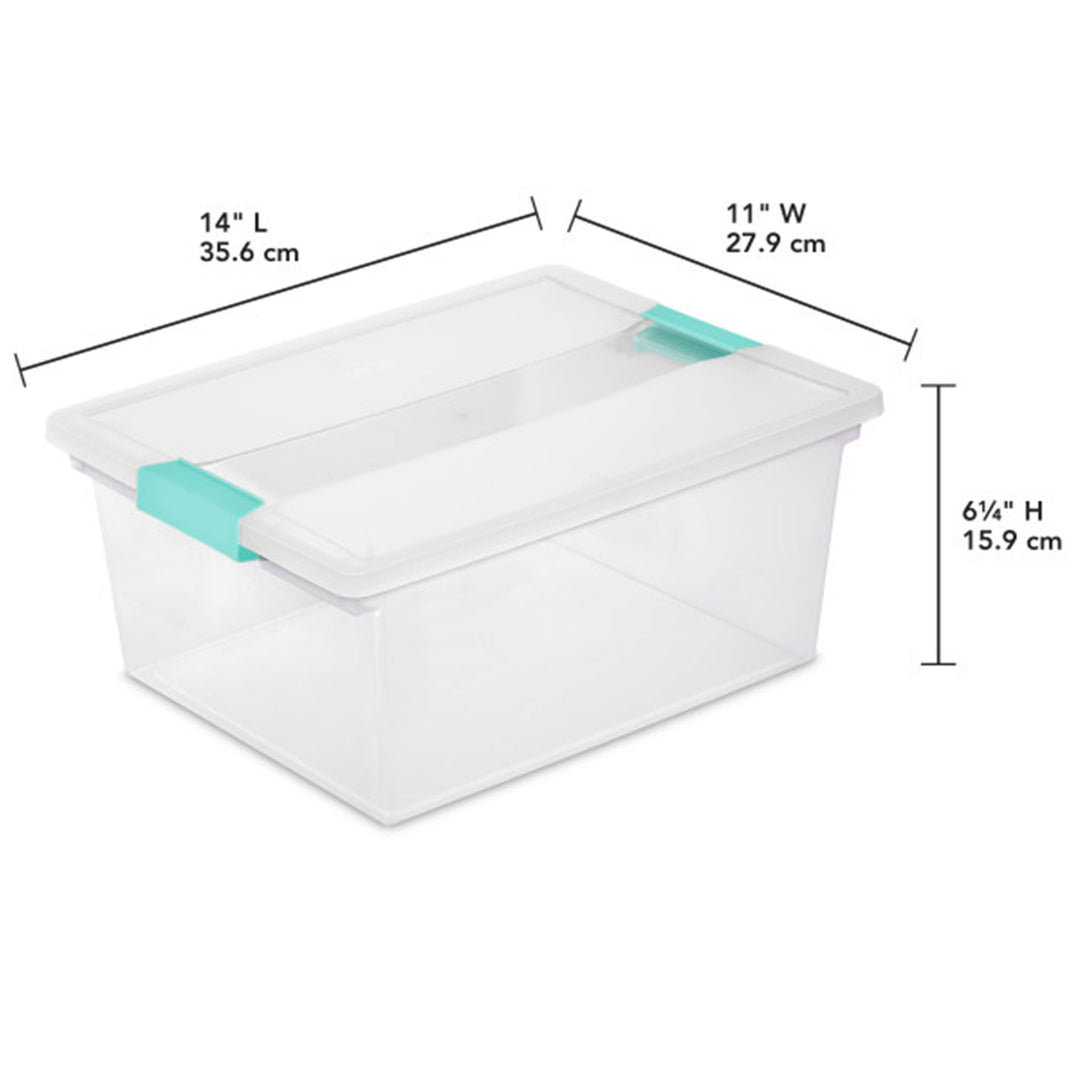 Sterilite Deep Clear Plastic Stackable Storage Bin w/ Clear Latch Lid, 16 Pack