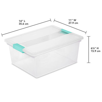 Sterilite Deep Clear Plastic Stackable Storage Bin with Clear Latch Lid, 8 Pack