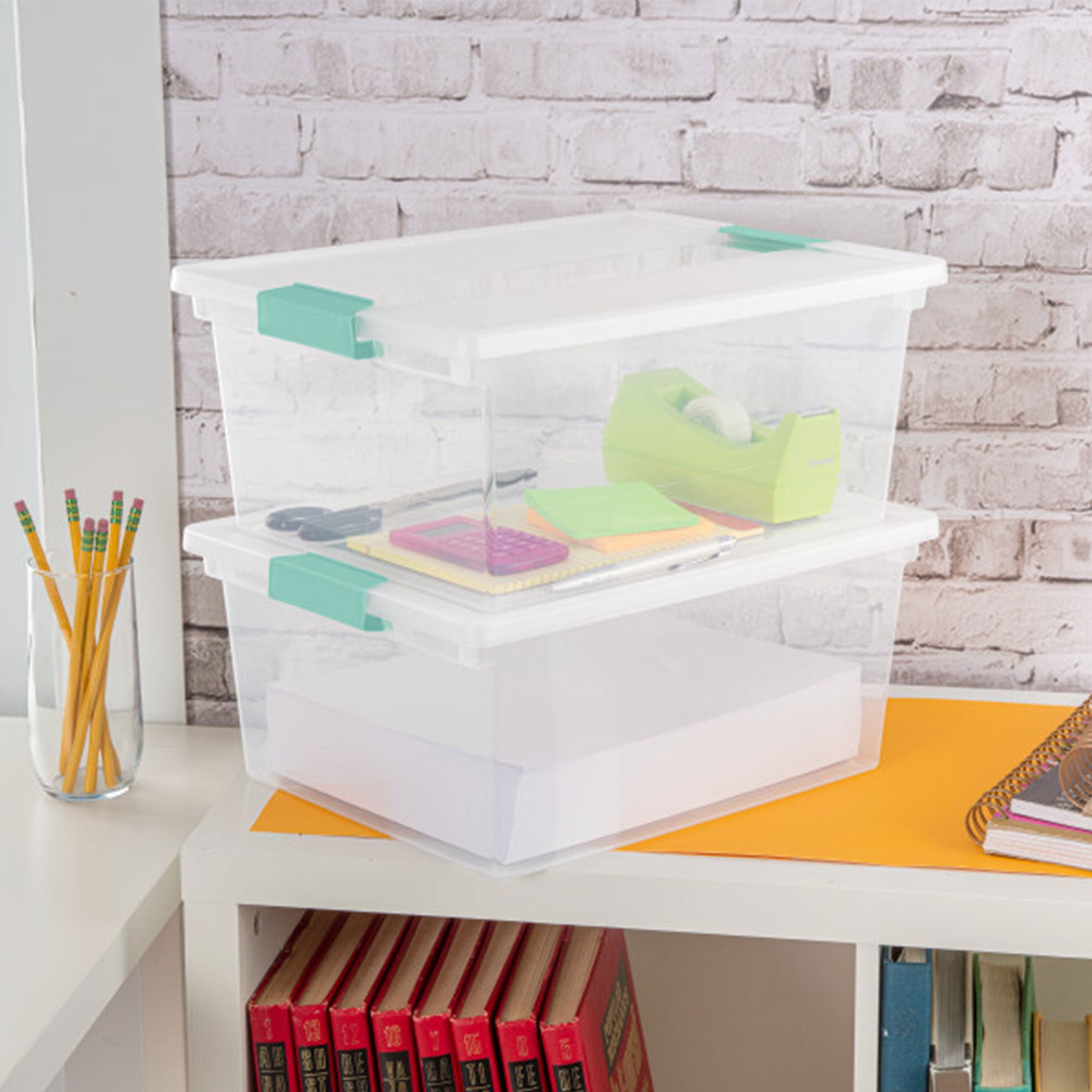 Sterilite Deep Clear Plastic Stackable Storage Bin with Clear Latch Lid, 8 Pack - VMInnovations