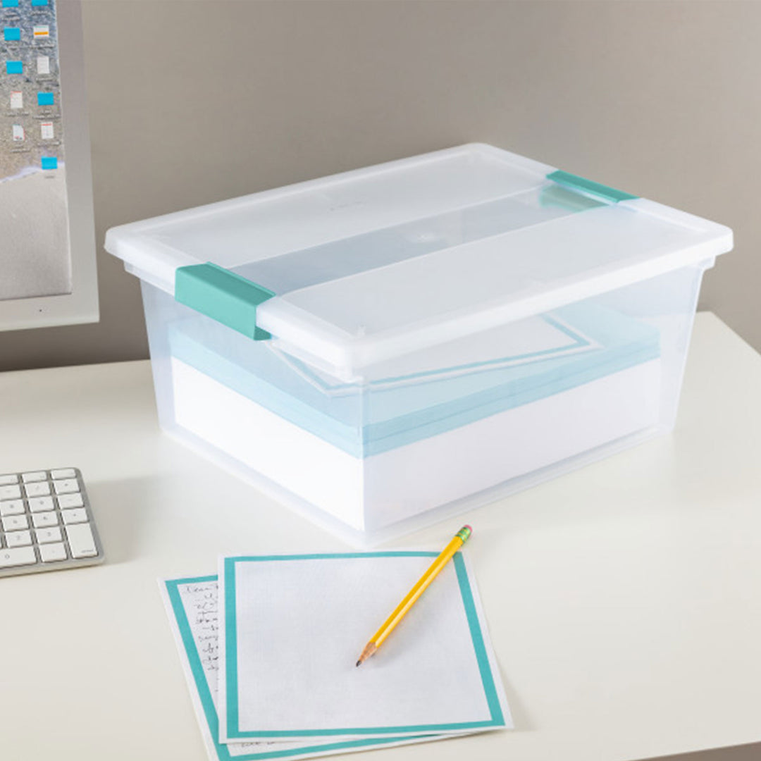 Sterilite Deep Clear Plastic Stackable Storage Bin w/ Clear Latch Lid, 12 Pack - VMInnovations