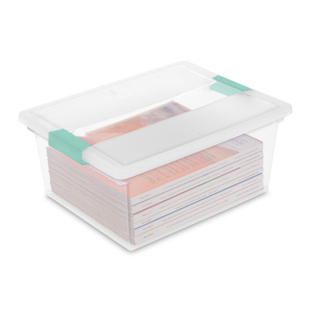 Sterilite Deep Clear Plastic Stackable Storage Bin w/ Clear Latch Lid, 12 Pack - VMInnovations