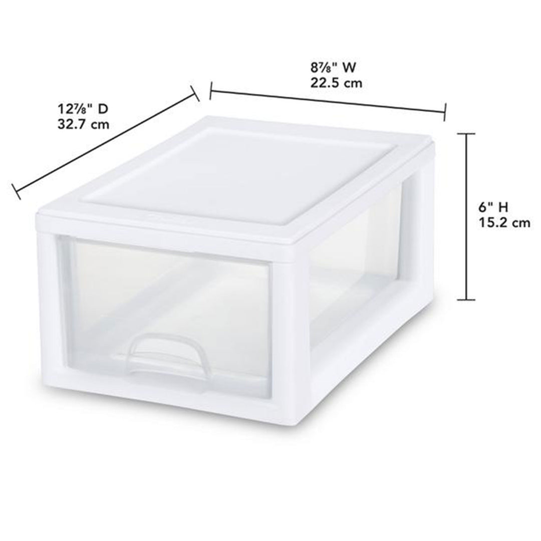 Sterilite 6Qt Stacking Storage Drawer, Plastic Home Organizer Bin, Clear, 6 Pack - VMInnovations