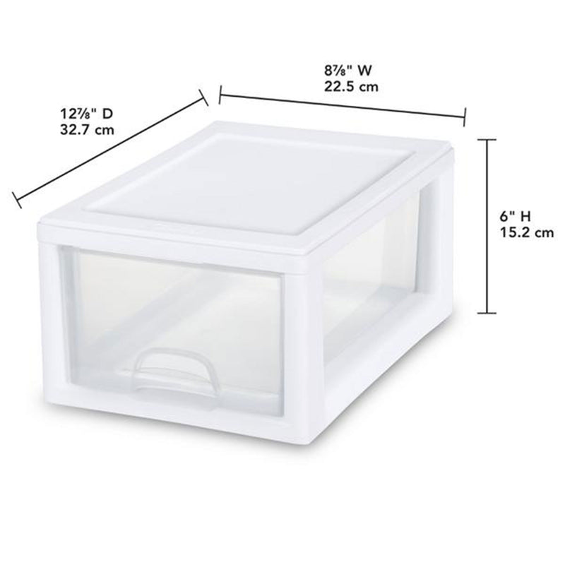 Sterilite 20518006 Stackable Small Drawer White Frame & See-Through (12 Pack)