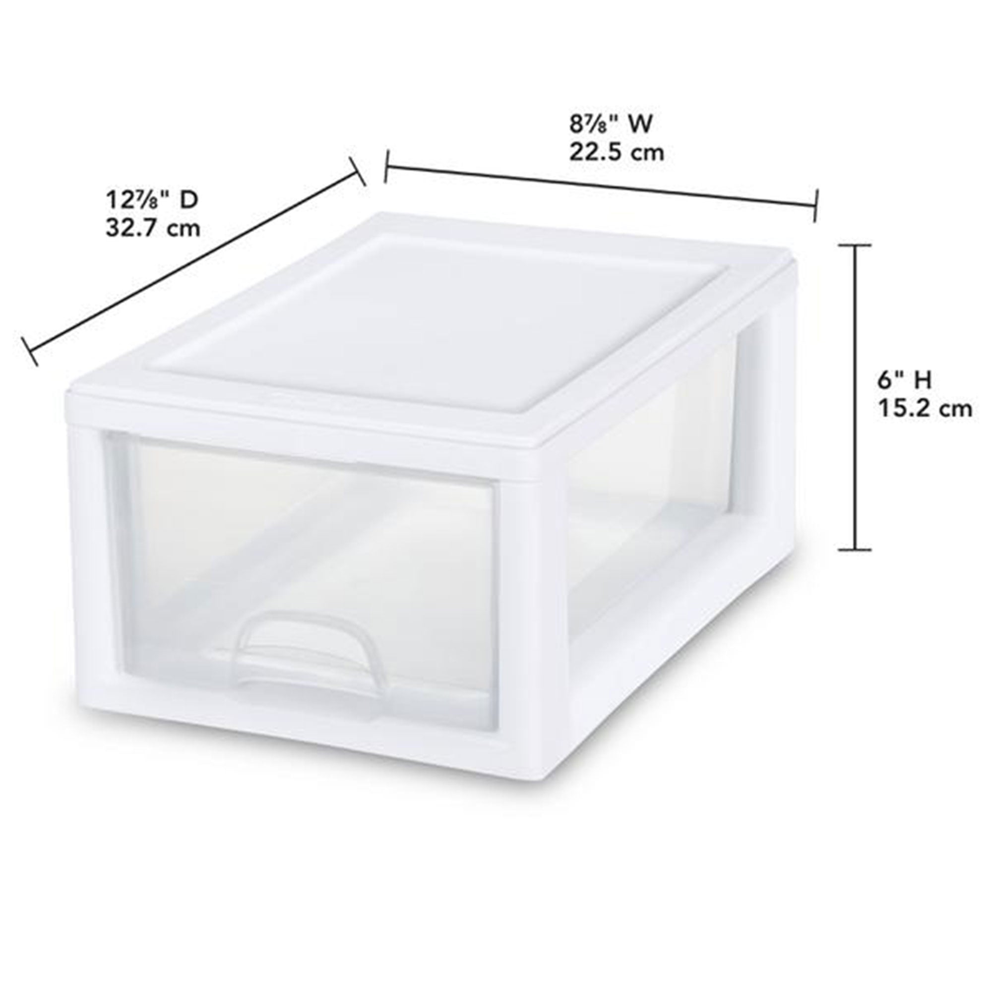 Sterilite 6Qt Stacking Storage Drawer, Plastic Home Organizer Bin, Clear, 6 Pack