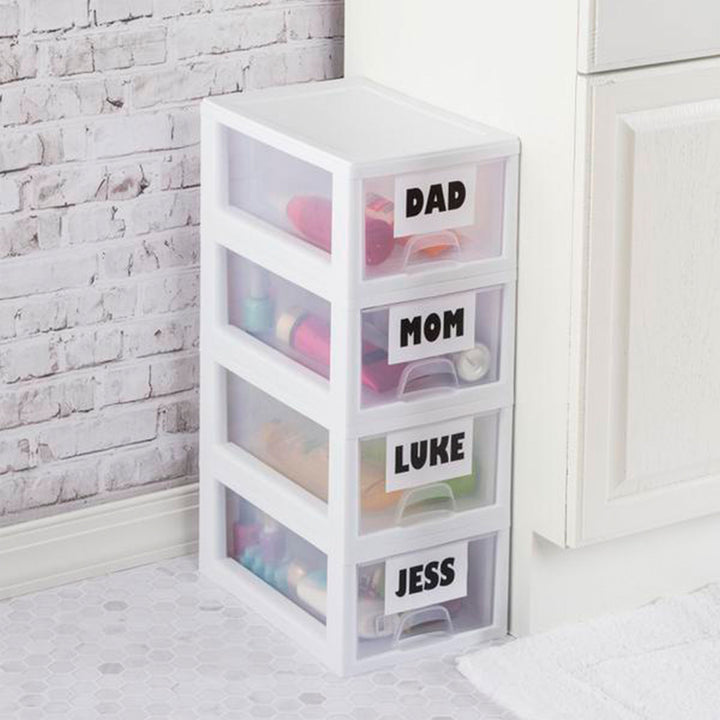 Sterilite 6Qt Stacking Storage Drawer, Plastic Home Organizer Bin, Clear, 6 Pack