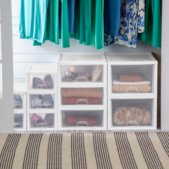 Sterilite Small Box Modular Stacking Storage Drawer Container Closet (6 Pack)