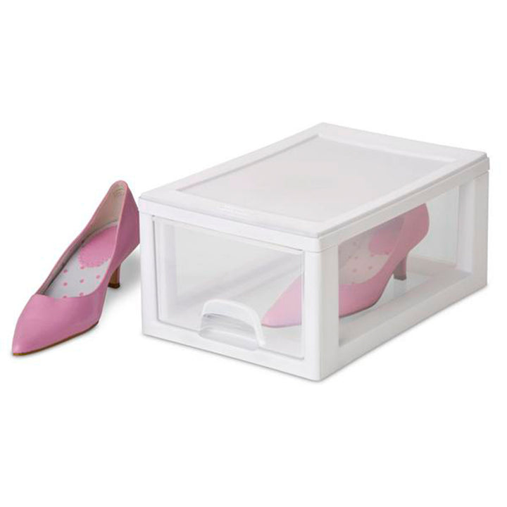 Sterilite 6Qt Stacking Storage Drawer, Plastic Home Organizer Bin, Clear, 6 Pack