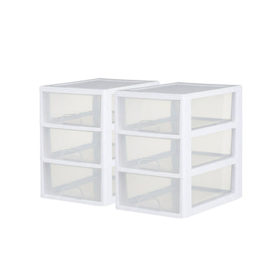 Sterilite 6Qt Stacking Storage Drawer, Plastic Home Organizer Bin, Clear, 6 Pack