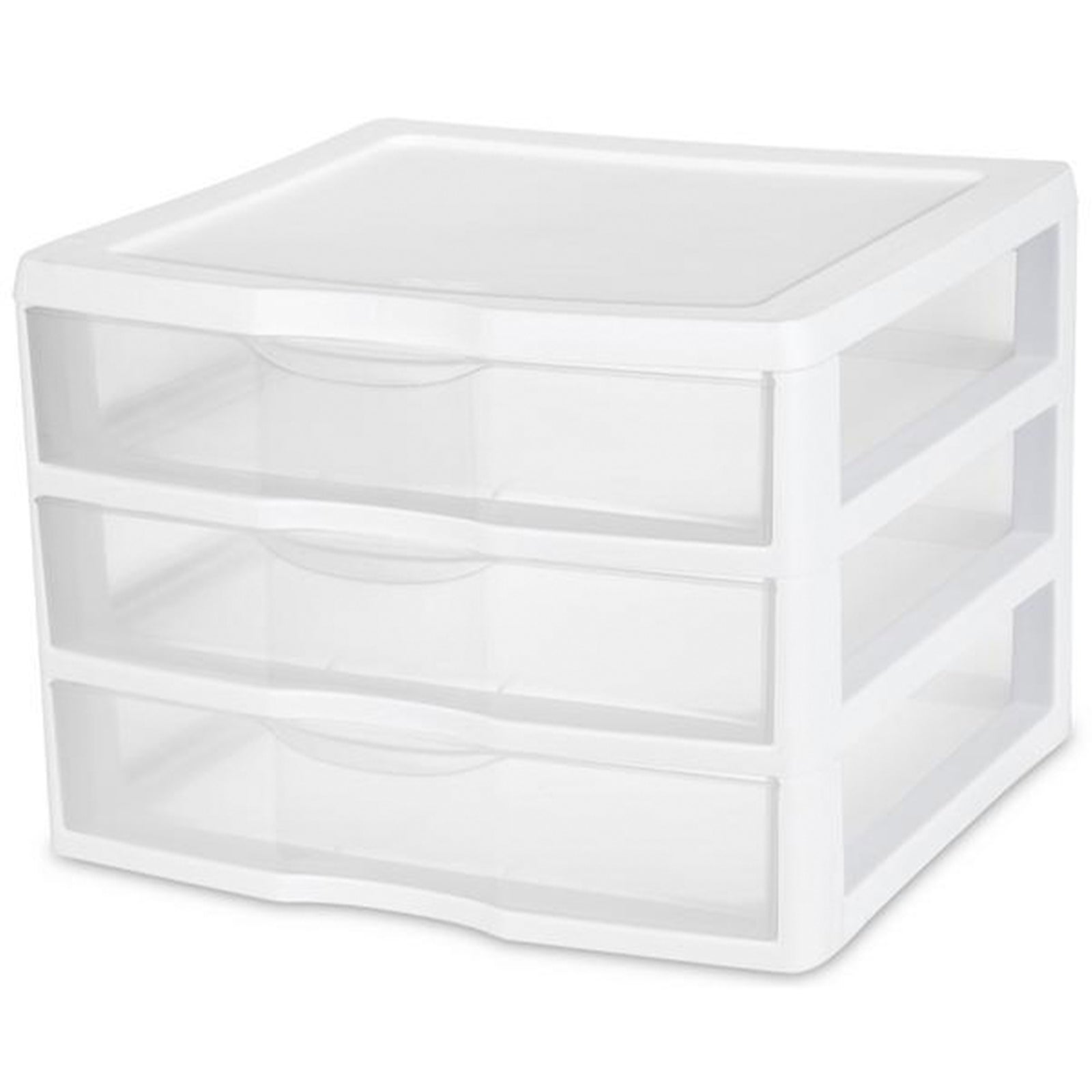Sterilite Clear Plastic Stackable Small 3 Drawer Storage System, White, (12 Pack) - VMInnovations